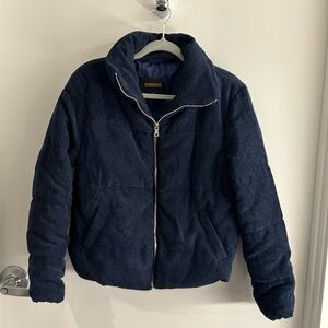 Navy Blue corduroy puffer jacket